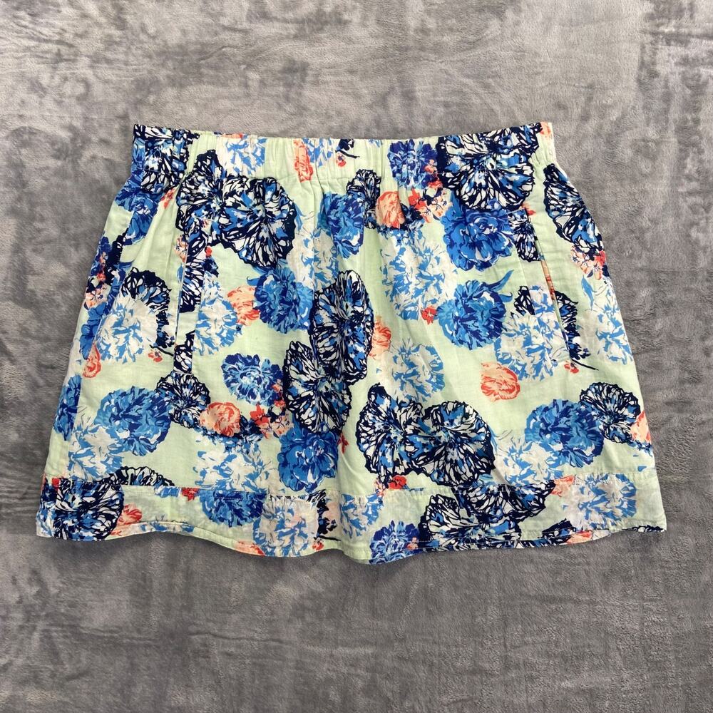J.Crew Women's Floral A Line Skirt Size M Blue White Floral Summer Lightweight - Picture 2 of 8